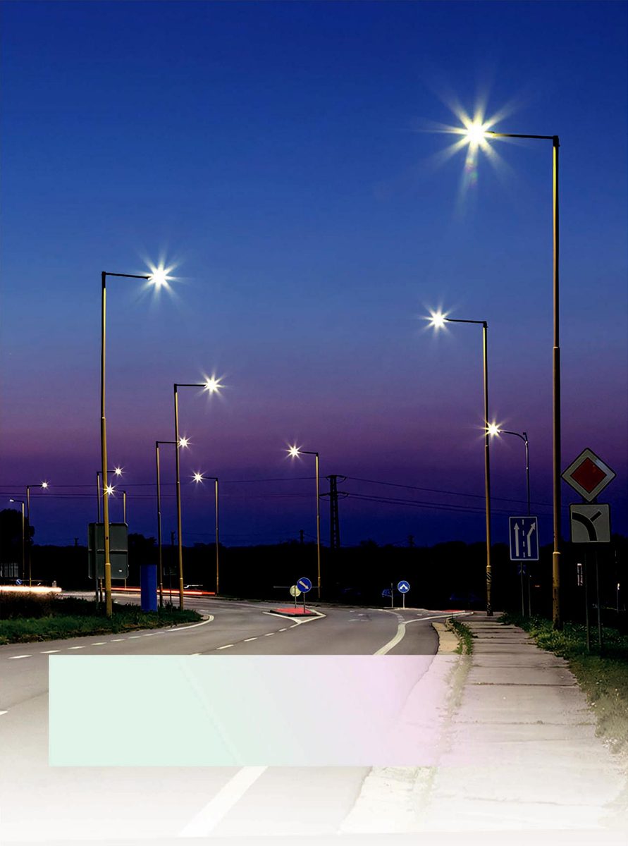 Street and road lighting at dusk