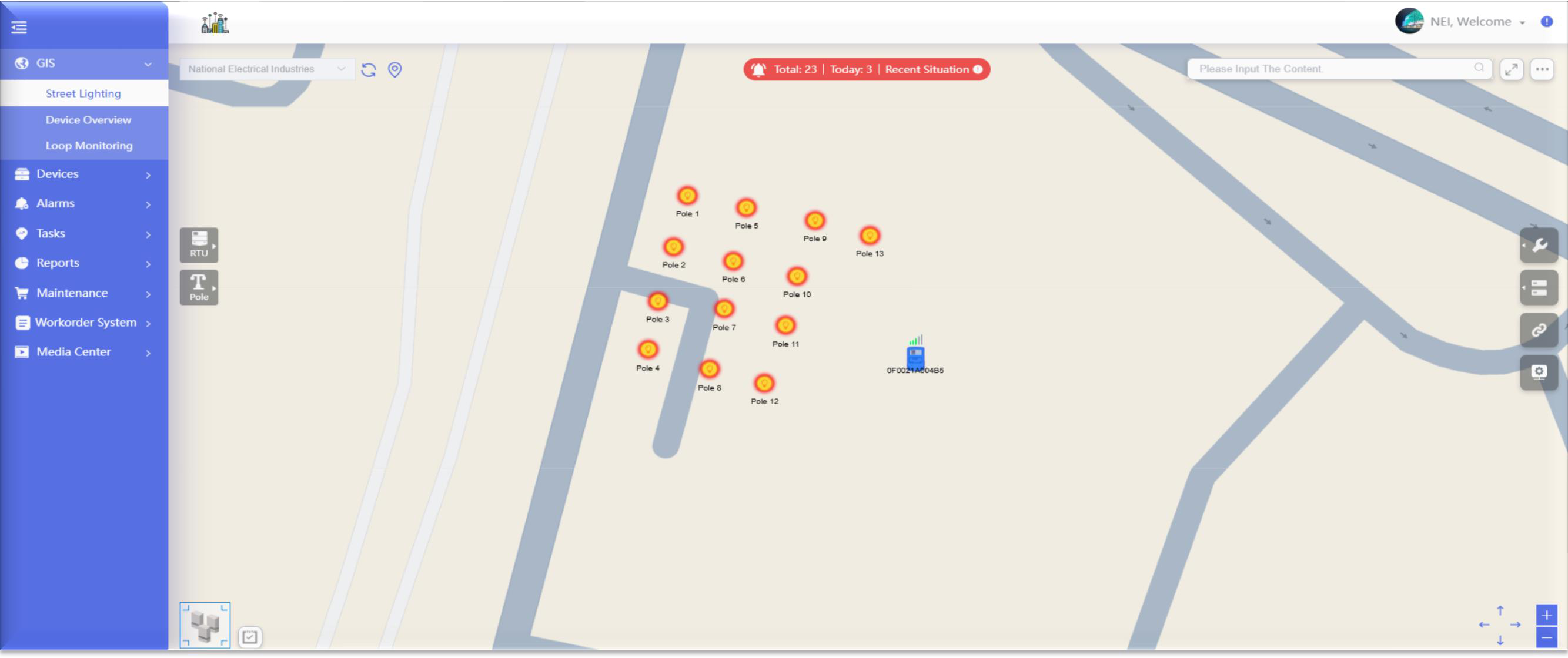 Intelligent Lighting dashboard