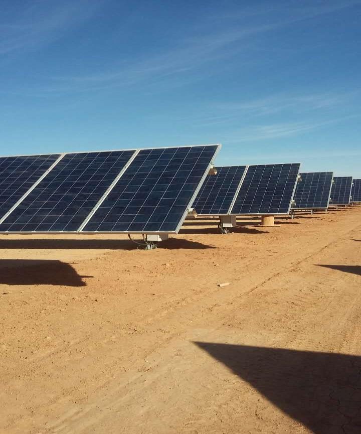 Solar panel row at Al-Qatrana