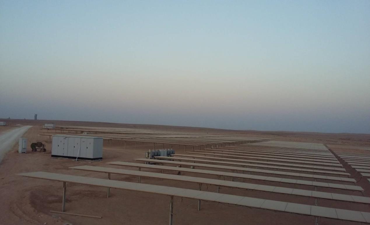 Solar field at dusk